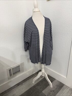 LuLaRoe Navy and White Striped Open Cardigan